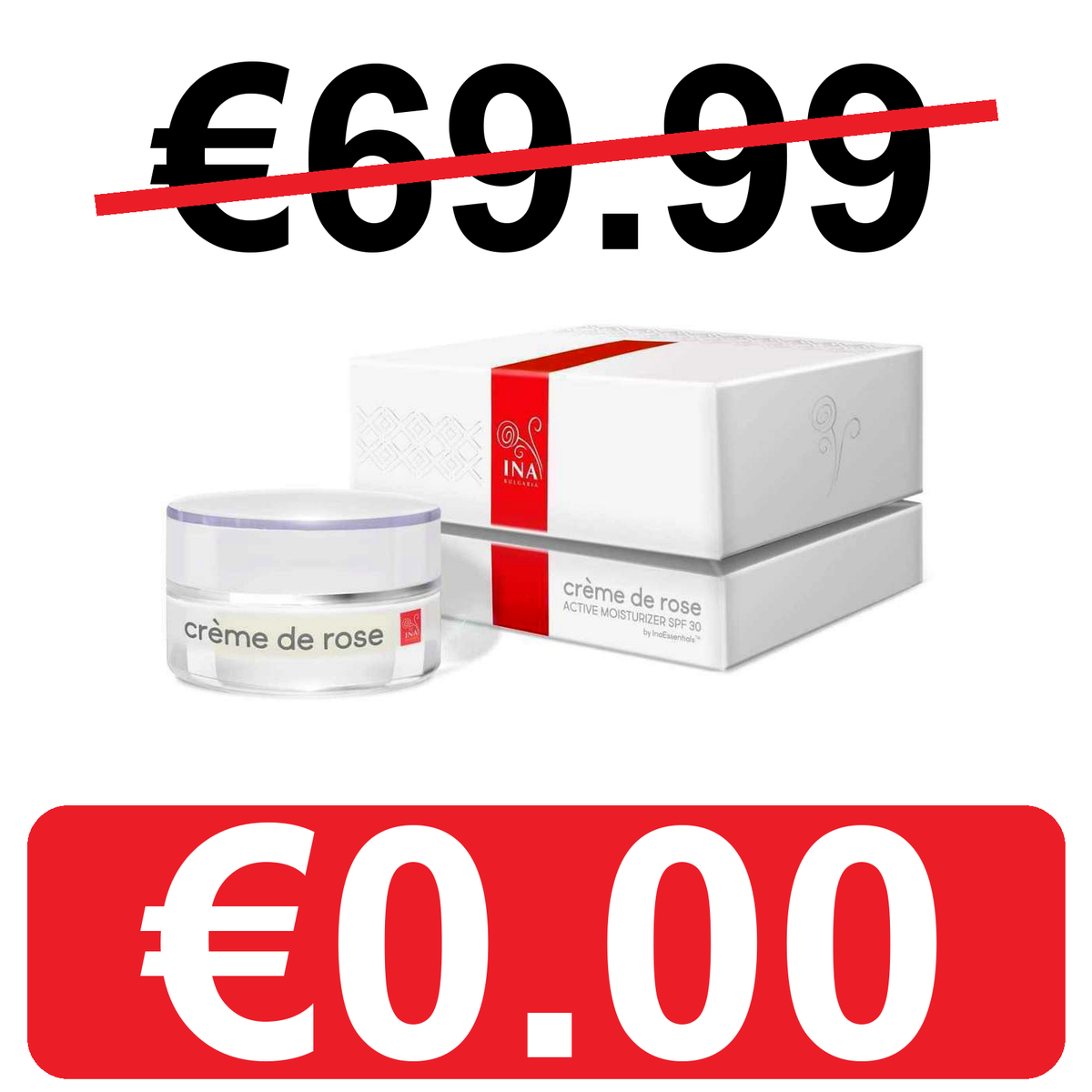 + Gift Crème de rose - active Moisturizer with SPF30 - highly enriched with Organic Rose Essential Oil