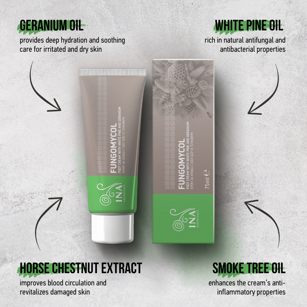 2 in 1 Cream for Nail fungus and dry, cracked skin - with White pine, Urea and Geranium