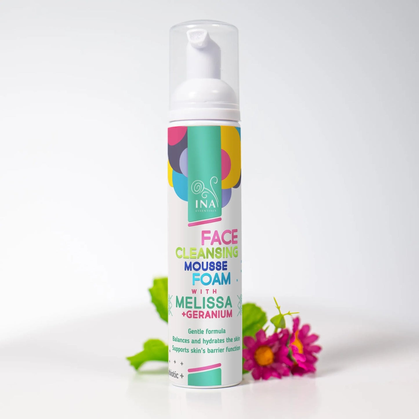 Natural Cleansing Foam for Face with Lemon Balm and Geranium - for every skin type