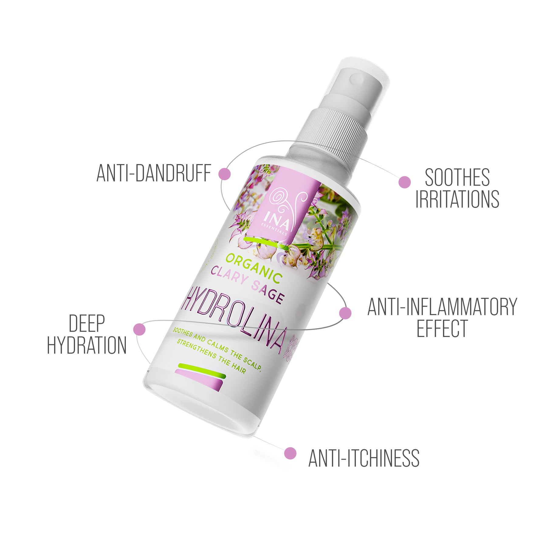 Organic Clary Sage Water - Hydrolina with anti-dandruff effect - 150ml (Hydrolat)