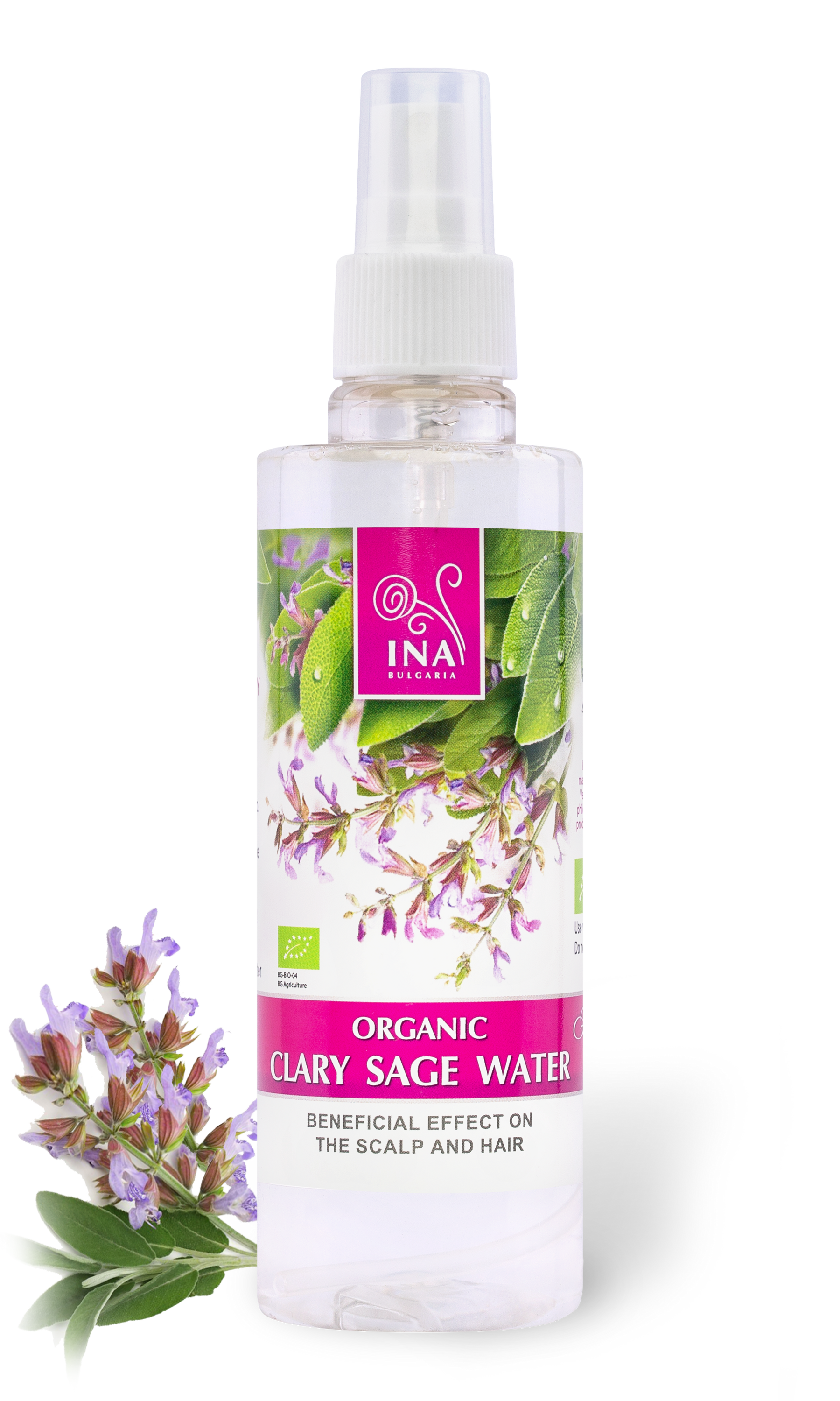 Organic Clary Sage Water with anti-dandruff effect - 200ml (Hydrolat) - Clary Sage Hydrosol