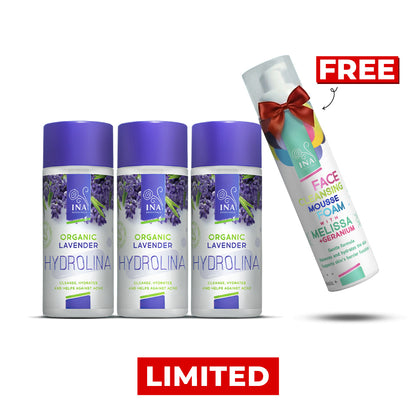 Buy 3x Lavender Hydrolina, Get 1 Cleansing Face Foam for Free
