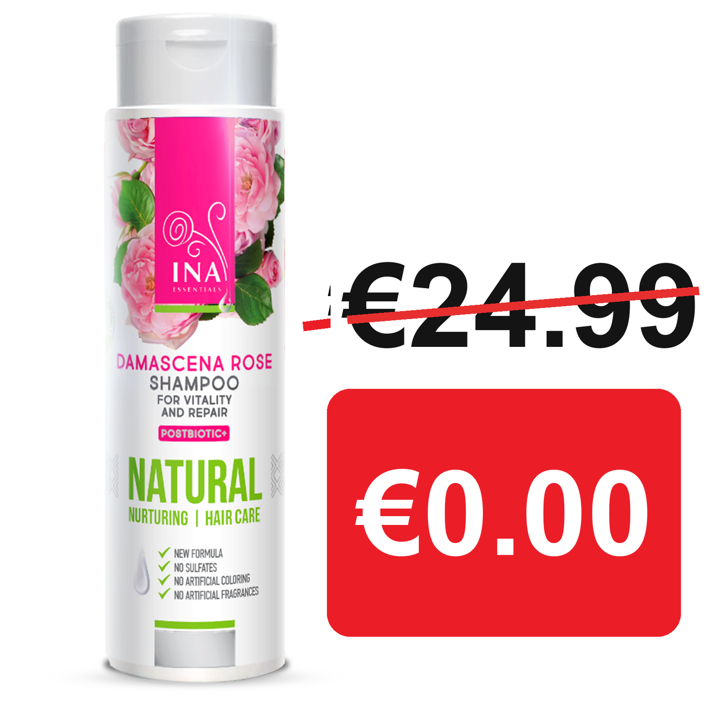 + Gift Natural Rose Shampoo for Dry and Damaged Hair