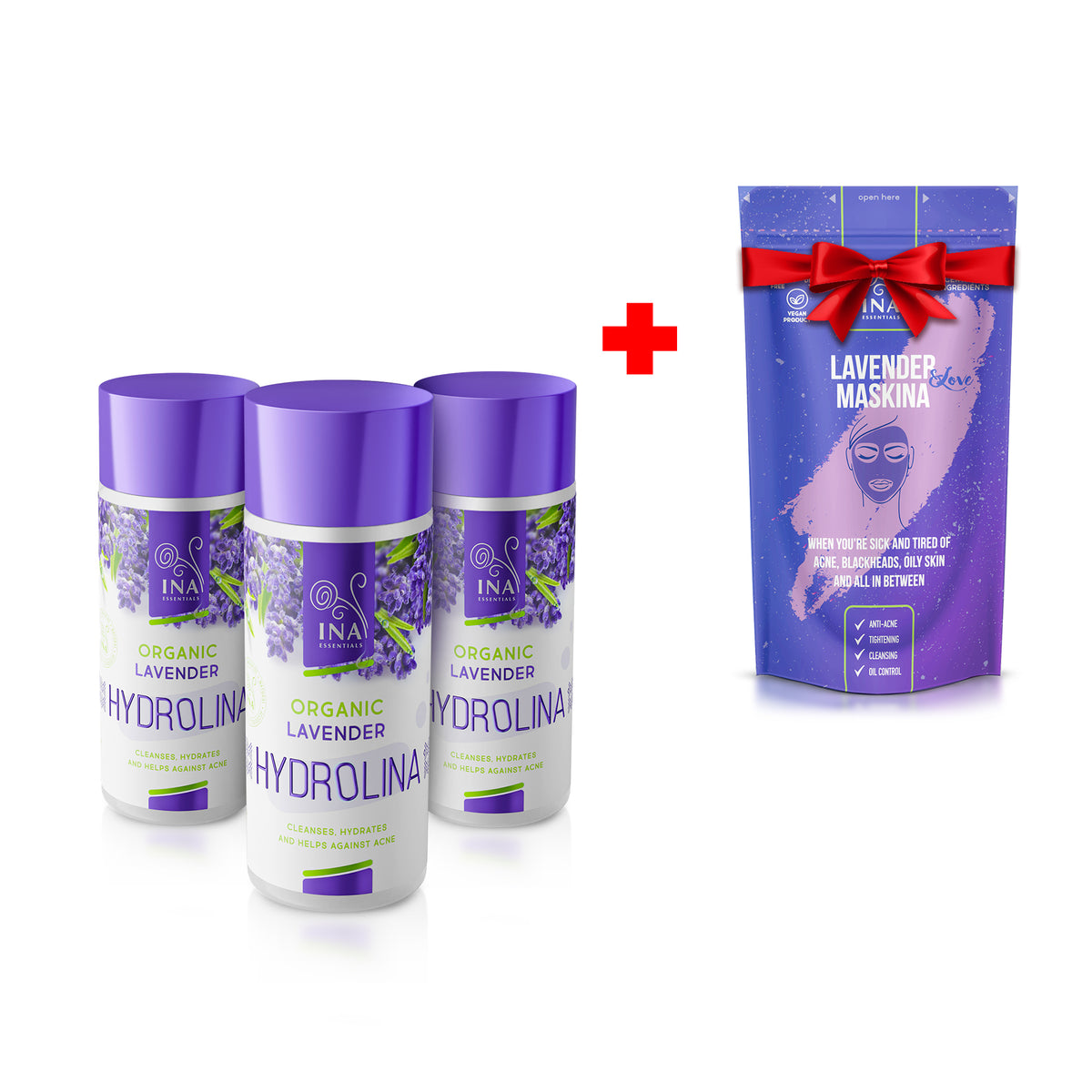 3 Organic Lavender Waters - Hydrolina + Free Face Mask - Lavender Maskina