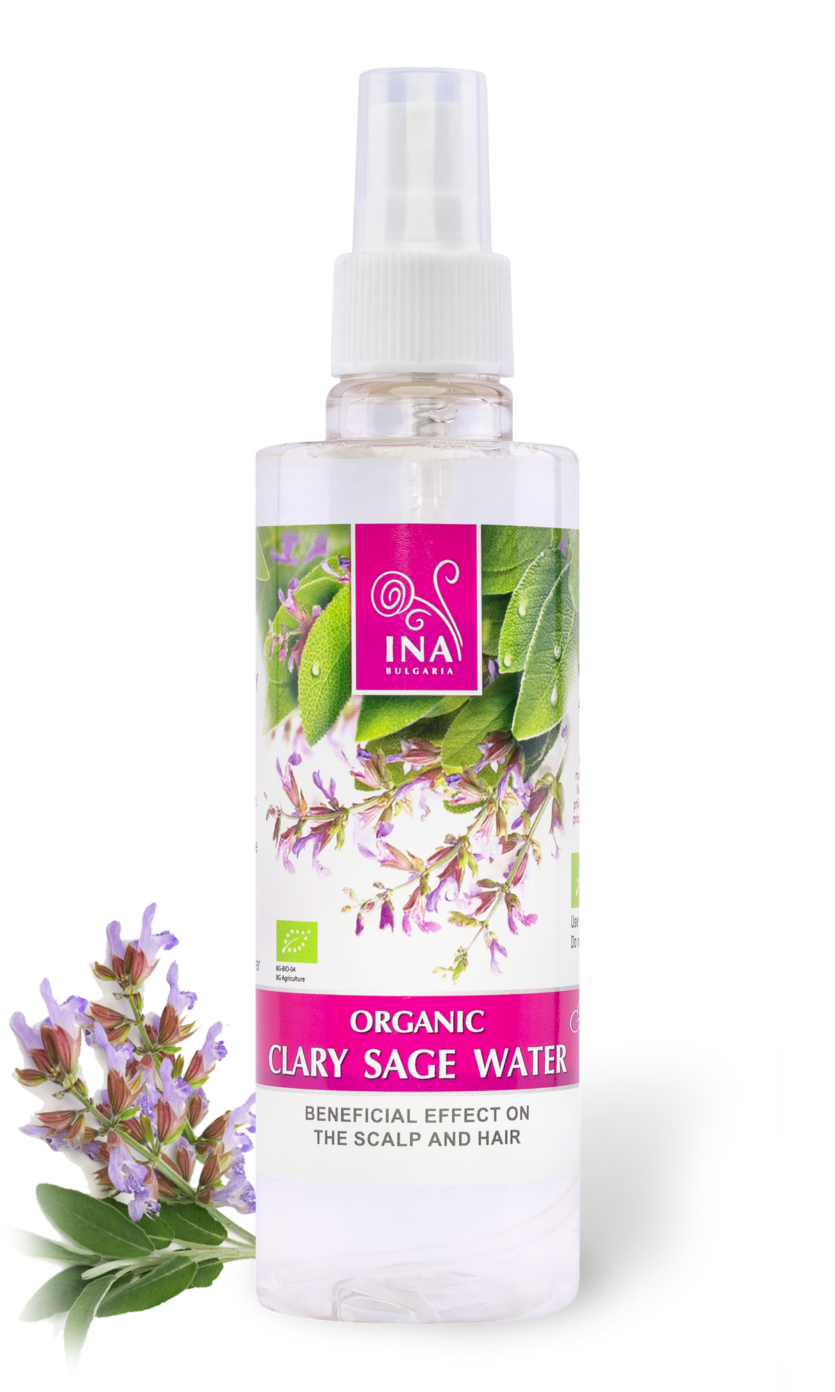 Organic Clary Sage Water with anti-dandruff effect - 200ml (Hydrolat) - Clary Sage Hydrosol