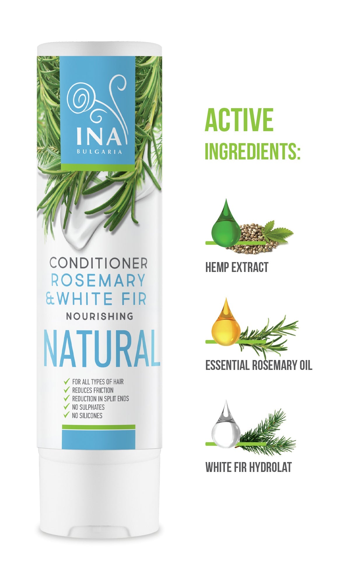 Natural Hair Conditioner with Rosemary oil and White Fir - intensive nourishing care for every hair type