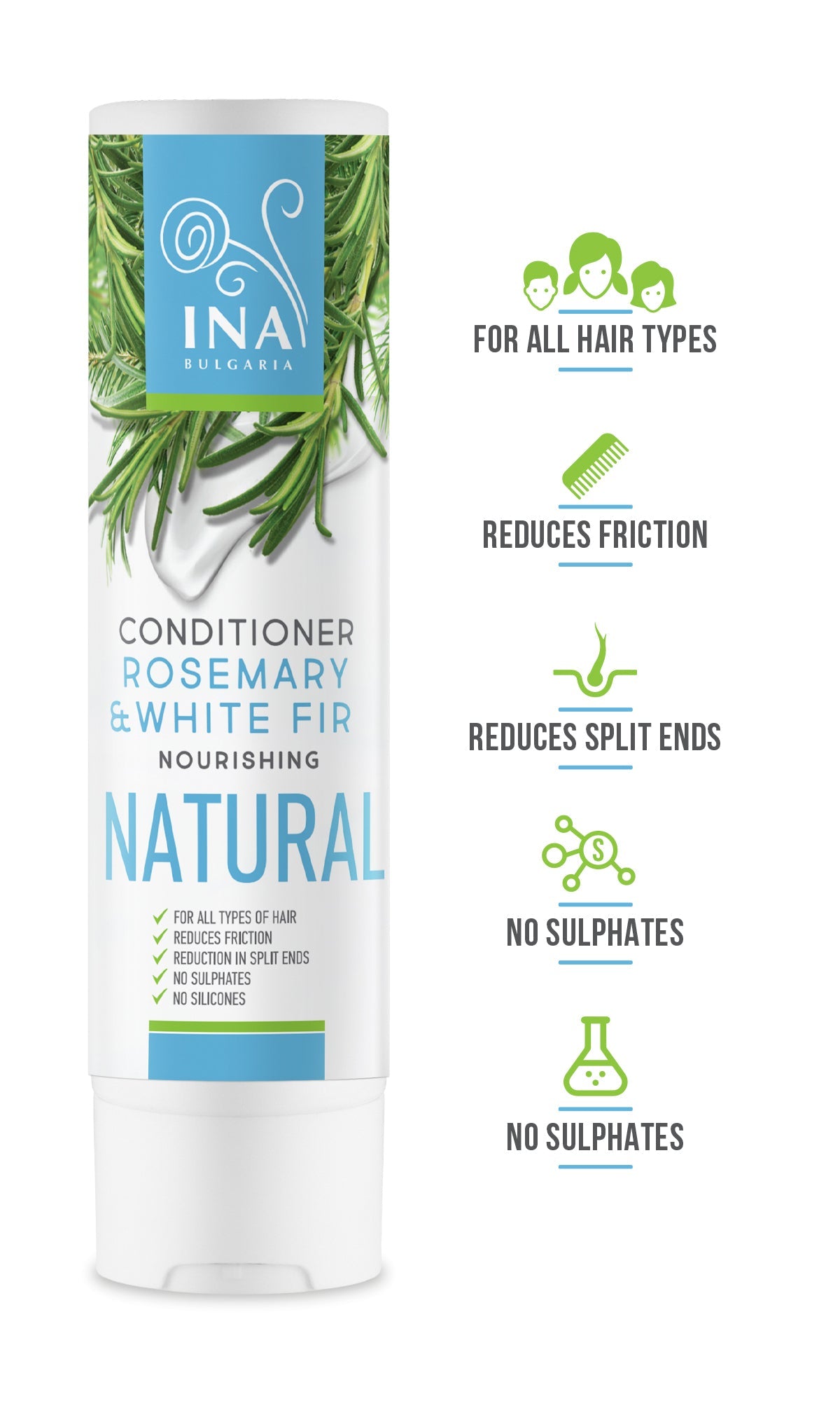 Natural Hair Conditioner with Rosemary oil and White Fir - intensive nourishing care for every hair type