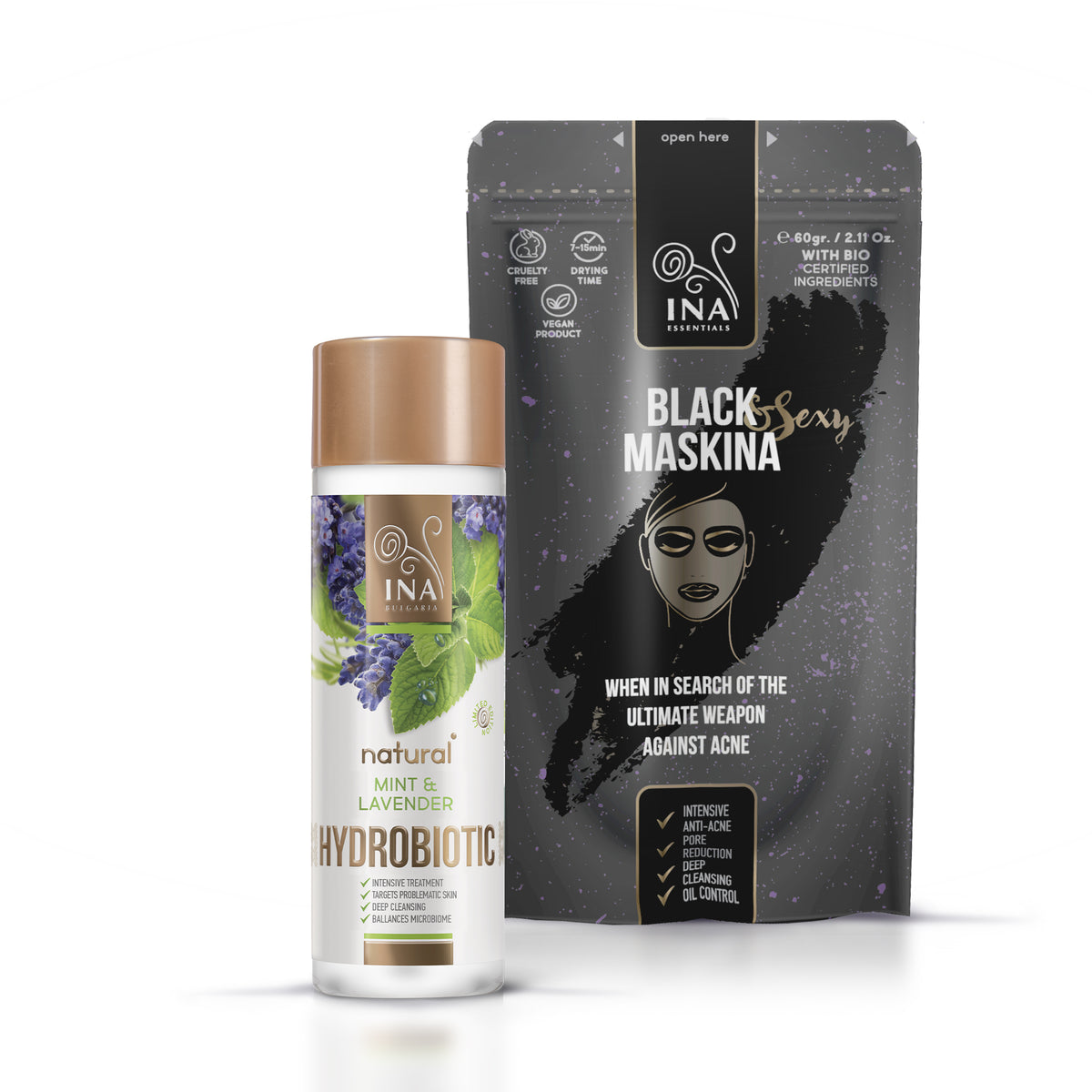 Black Maskina (60g) & Hydrobiotic - DIY Combo for Problematic skin