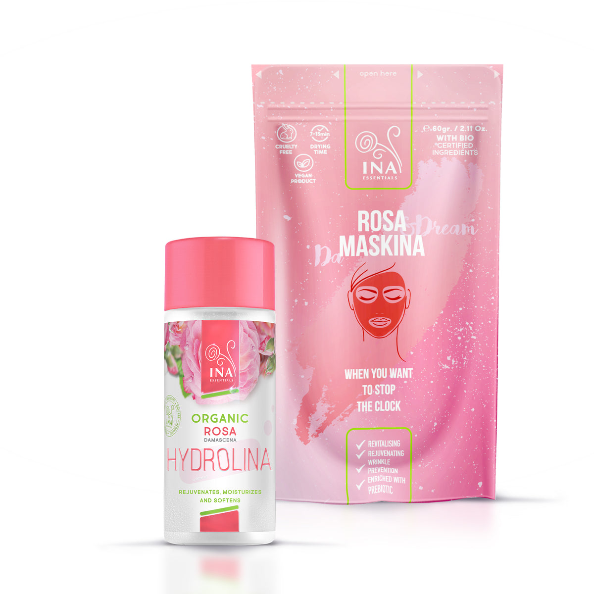 Rose Maskina (60g) & Rose water-Hydrolina - DIY Combo  for NORMAL to MATURE skin